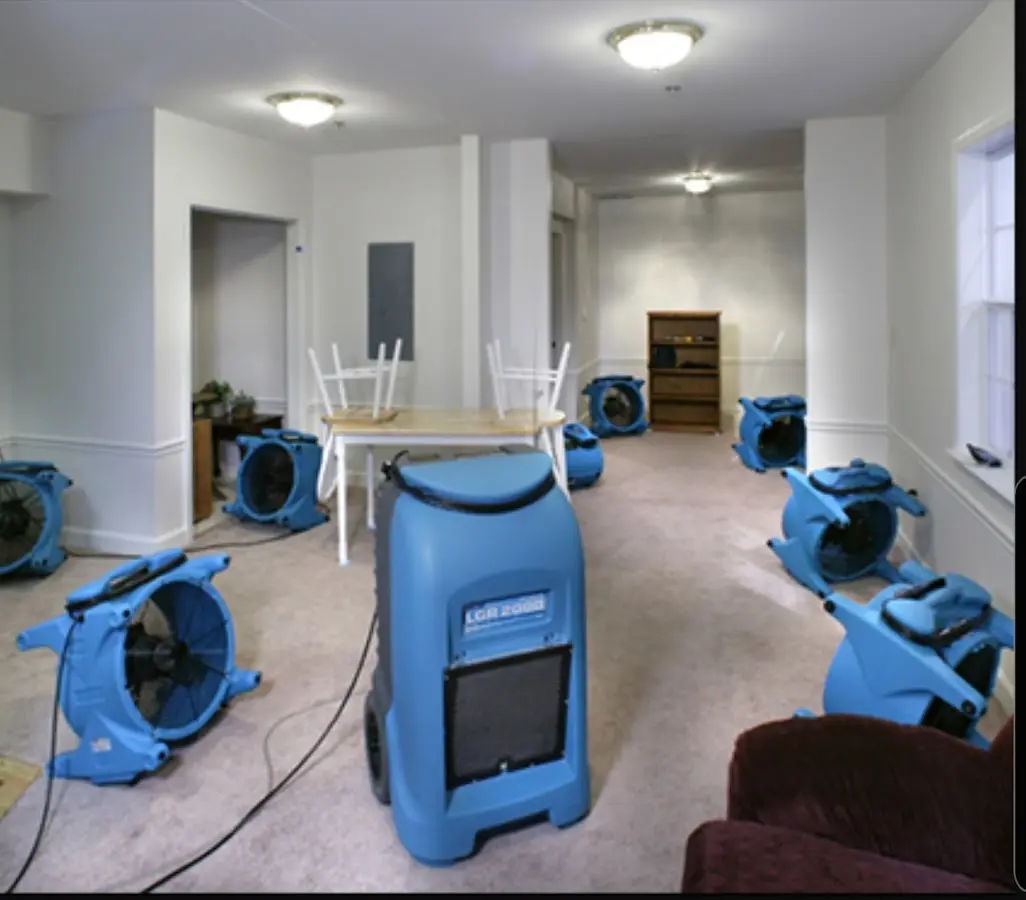 Air movers and dehumidifier setup for Water Extraction & Removal in London